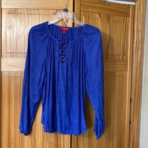 Jennifer Lopez Blue Snake Print Blouse Size Small